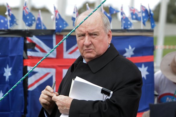 Alan Jones addressed the “no-confidence” convoy in Canberra in 2011.