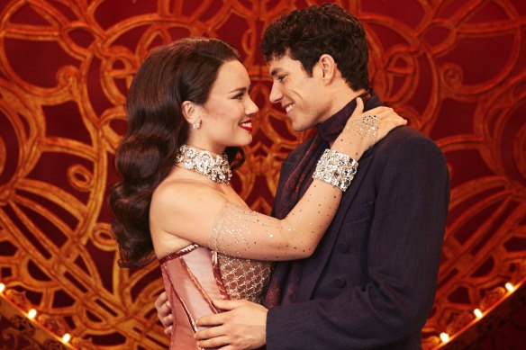 Alinta Chidzey and Des Flanagan play star-crossed lovers Satine and Christian in Moulin Rouge! The Musical!