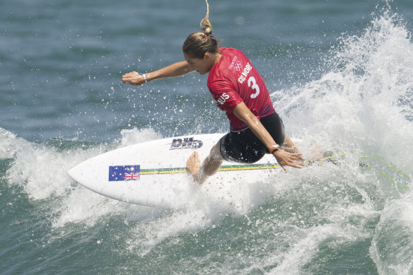 Australia’s Stephanie Gilmore during the first round of the women’s surfing competition at the 2020 Summer Olympics on Sunday.