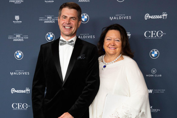 Hancock Prospecting CEO Garry Korte pictured with Gina Rinehart.