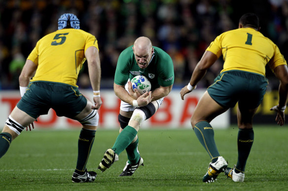 Paul O’Connell in action for Ireland in his playing days against Australia in 2011. O’Connell is now the assistant coach of Ireland.