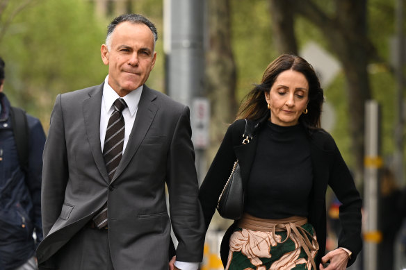 Opposition Leader John Pesutto and wife Betty arrive at the Federal Court on Thursday.