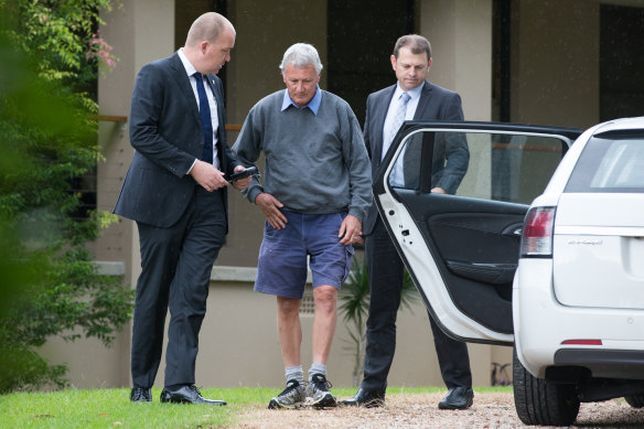 Bill Spedding is arrested by detectives on April 22, 2015, the day he was questioned.