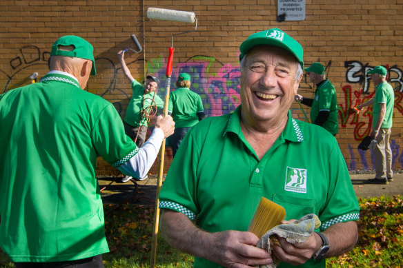 Geoff Bransbury at work with the Graffiti Busters.