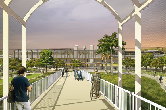 An artist’s impression of Caloundra station on the Direct Sunshine Coast Rail Line. 