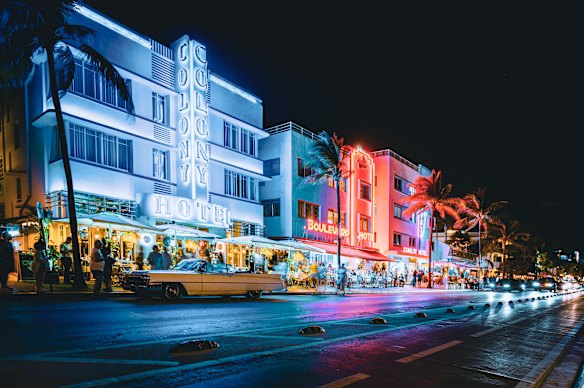 Miami at night – the US is seemingly building barriers to tourism.