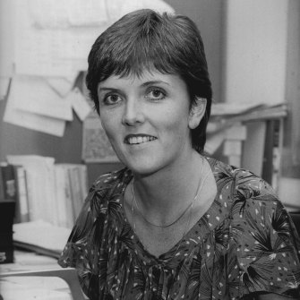 Brockie as a young reporter at the ABC's Nationwide in 1983.