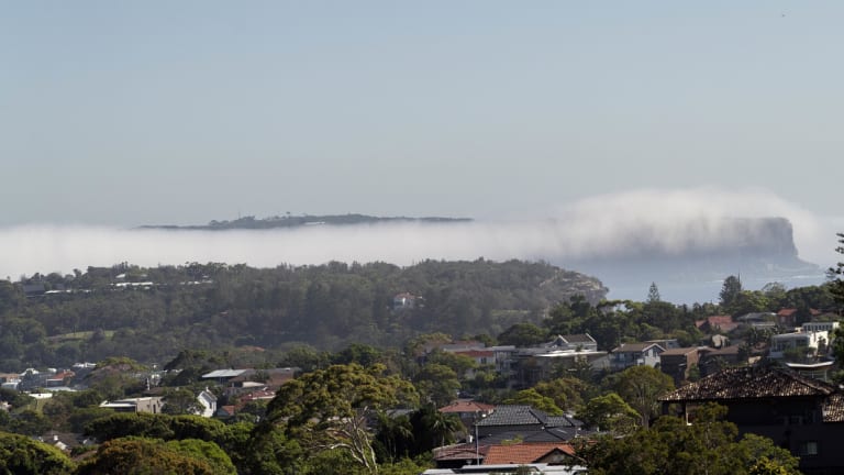 An unusual fog blanketed North Head and Bondi on Monday.