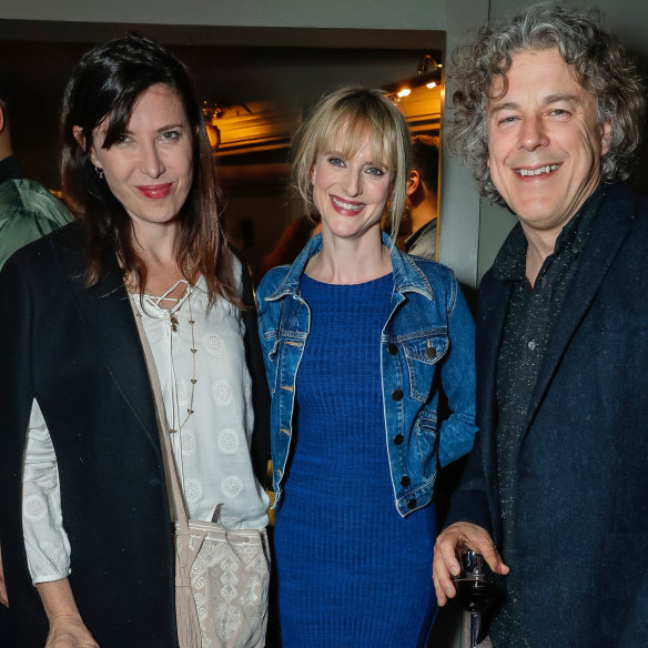 Alan Davies with his children's book author wife Katie Davies (centre) and actor Ronni Ancona.