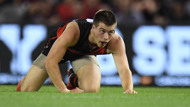 Zach Merrett was forced from the ground after a head knock.