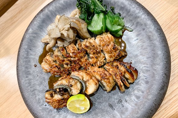 Grilled eel with sancho.