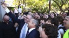 Prime Minister Anthony Albanese and WA Premier Roger Cook pose with school children in Perth on Tuesday.