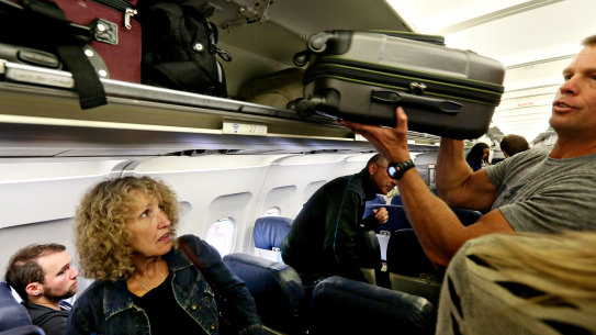 The battle over overhead bin space on planes is getting ridiculous, as more and more passengers try to travel with hand-luggage only.