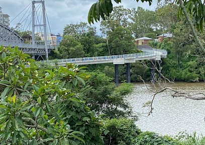 One option to build a new bridge beside Indooroopilly’s Walter Taylor Bridge is for a new bridge to go between Chelmer and Indooroopilly , upstream of the existing bridges and connect to parkland beside Witton Barracks, seen in the middle right. From there a new second bridge would go over the Indooroopilly rail line if that option is chosen.