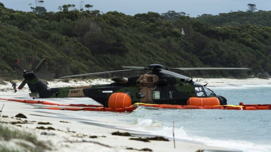 An Australian Army helicopter crashed into water on the NSW South Coast today.