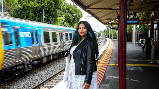 Ananya Gaitonde at a train station.