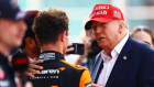Nothing to fear. Donald Trump speaks to Miami Formula One winner Lando Norris on Sunday (Monday AEST).