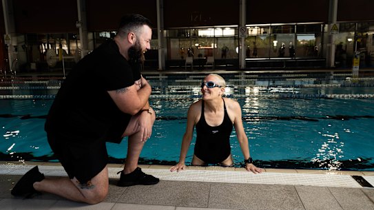 Tim Murray taught Sue Cato to swim as an adult at the National Centre of Indigenous Excellence in Redfern, Sydney.
