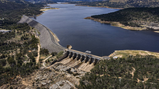 Wyangala Dam in central NSW is currently about 60 per cent full. The federal and NSW governments want to increase the dam’s capacity to boost water security in the Lachlan Valley, although a cabinet document suggests the gains will not be significant despite the hefty price tag. 