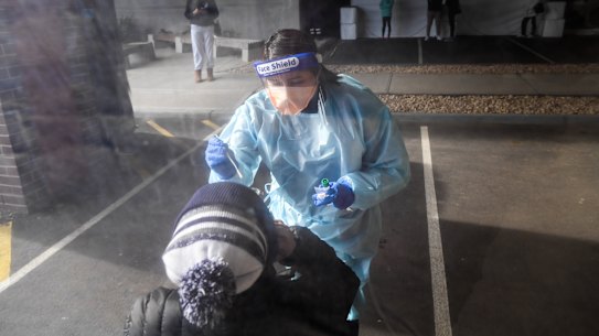 COVID-19 testing at Northern Health in Epping.