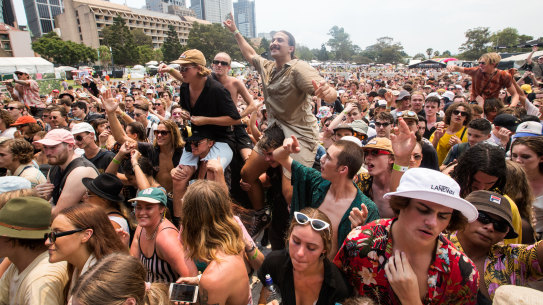 Revellers at Sydney’s Laneway Festival in February 2020.