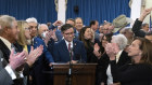 Republicans jumped to their feet and applauded when Mike Johnson was elected Speaker after three weeks of dysfunction.