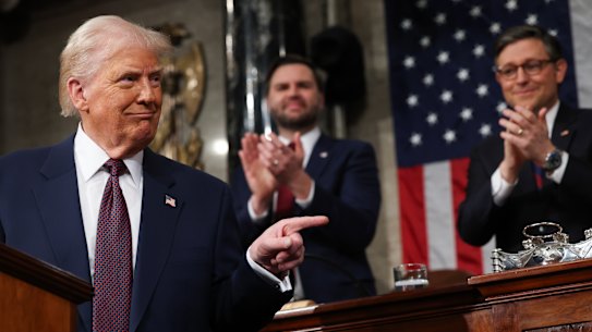 Donald Trump addresses Congress.