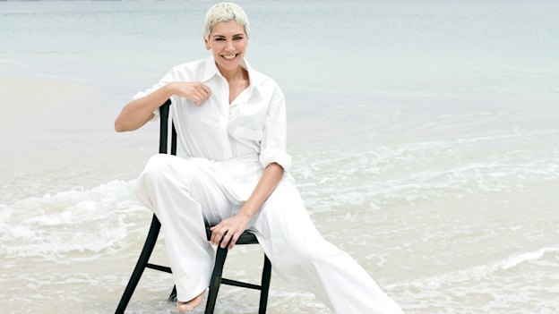 Nicole Chamoun: “It was such a gift to have a job come straight away that allowed me to build strength with my appearance, rather than feel self-conscious about how I look.” Nicole
wears Michael Lo Sordo shirt, Esse Studios trousers.