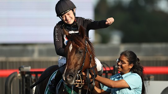 Molly Bourke after winning on The Novelist last Saturday at Kembla Grange.
