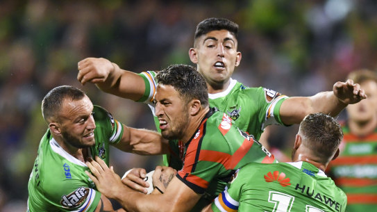 Sam Burgess in the last game of football he will ever play: the 2019 NRL preliminary final against Canberra.