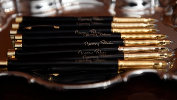 The pens that House Speaker Nancy Pelosi of California.