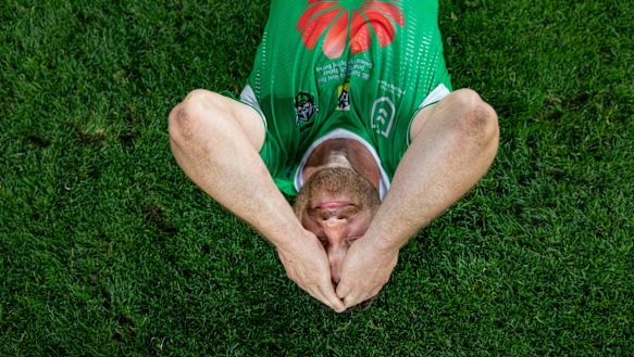 What a shame: Elliott Whitehead's reaction says it all after a disastrous end to the season.