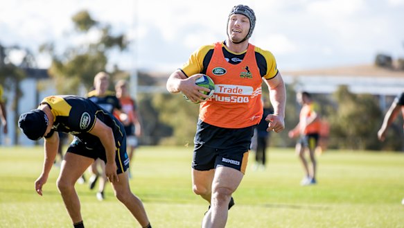 Brumbies back-rower David Pocock at training on Wednesday.