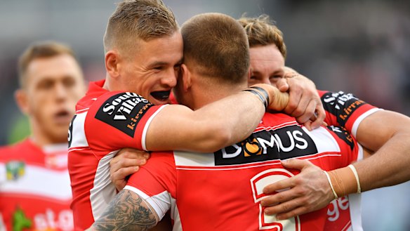 'Still mates': Matt Dufty, left, has explained his heated exchange with James Graham.