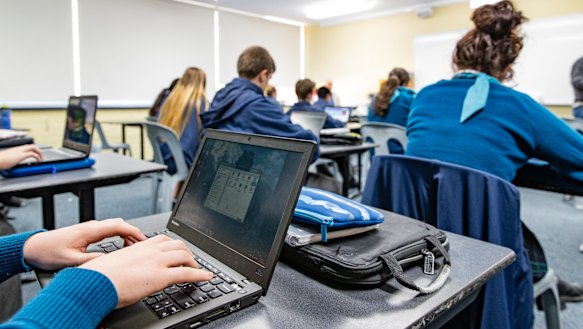 Year 9 students at St Mary McKillop College sat their 2018 NAPLAN test online.
