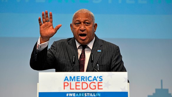 Strong words: Fiji Prime Minister Frank Bainimarama at COP23 climate change conference in Bonn, Germany in 2017.