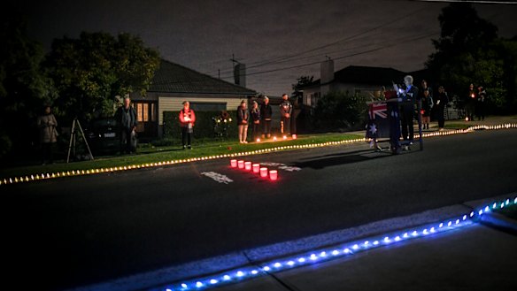 Residents of Clara Street in Macleod set up a makeshift stage for a dawn service.