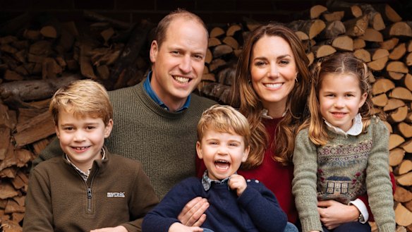 Prince William, Duke of Cambridge and Catherine, Duchess of Cambridge with their three children Prince George (left), Princess Charlotte (right) and Prince Louis. 
