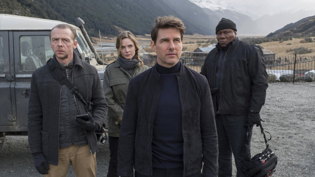 From left, Simon Pegg, Rebecca Ferguson, Tom Cruise and Ving Rhames in <i>Mission: Impossible - Fallout.</i>
