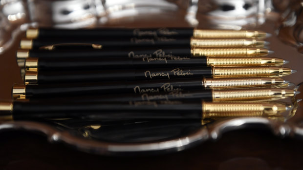 The pens that House Speaker Nancy Pelosi of California.