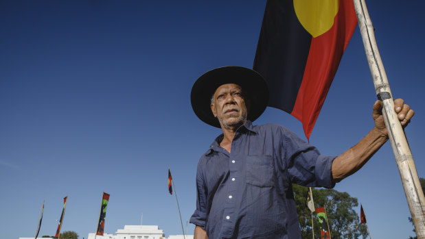 Frontier Wars Story Camp convener Chris "Peltherre" Tomlins wants to see people of all races come to the Aboriginal Tent Embassy.