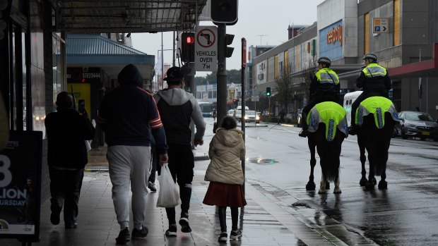 NSW Mounted Police patrol the streets of Fairfield.