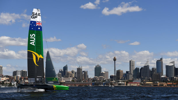 Team Australia during a training session on Sydney Harbour.