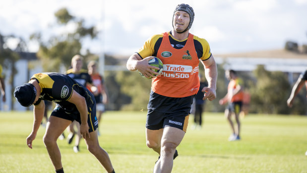 Brumbies back-rower David Pocock at training on Wednesday.
