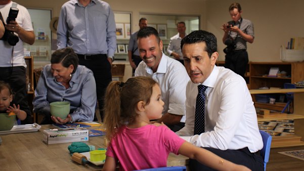 Opposition Leader David Crisafulli during an election stop at a Townsville preschool last year.