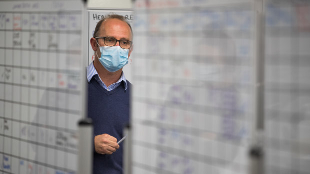 Contact tracing work under way at the Barwon Health University Hospital in Geelong. 