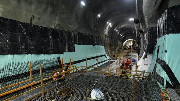 One of the caverns for the Martin Place metro station. 