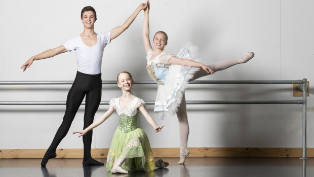 National Capital Ballet School students Ky Trotter, Soraya Sullivan, and Abbey Davidson.