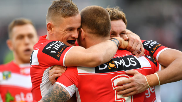 'Still mates': Matt Dufty, left, has explained his heated exchange with James Graham.