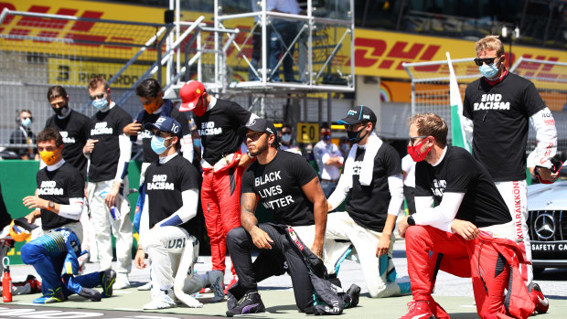 Lewis Hamilton along with 13 of his fellow drivers took a knee in support of the Black Lives Matter movement before the Austrian Grand Prix.
